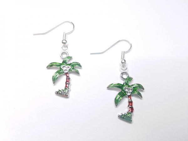 Palmen Ohrringe silberfarben palm tree